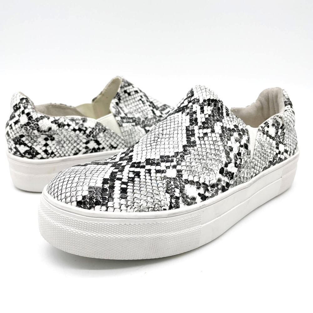 14th & Union Selma Womens 6 Slip-on Sneaker‎ Snakeskin Print Black White